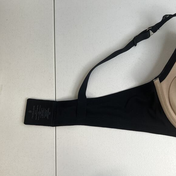 ThirdLove 44E 24/7 Lace Contour Plunge Bra Womens Black Nude Underwire Padded - Picture 10 of 13